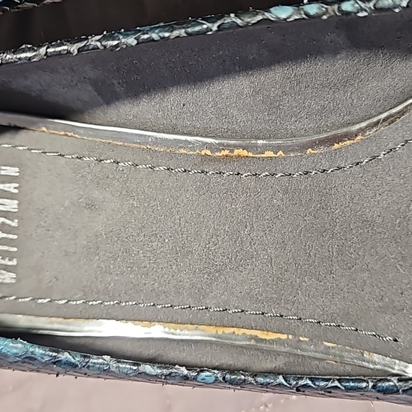 Stuart Weitzman Navy Blue Snakeskin Print Pointed Toe Kitten Heel Size 7.5 - Picture 12 of 16